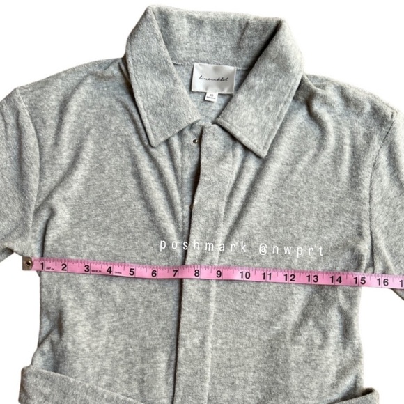 LINE & DOT Sasha Terry Cloth Romper Belted Shorts Grey XS Revolve - Picture 9 of 13